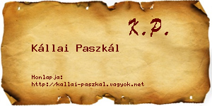 Kállai Paszkál névjegykártya